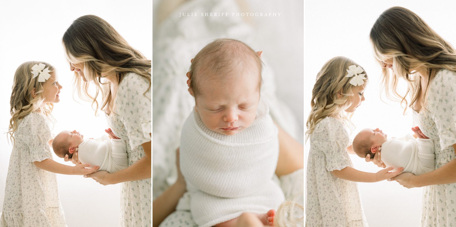 planning your newborn session, a mother and her daughter holding newborn baby